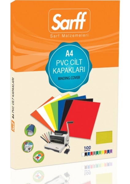 A4 Şeffaf Sarı Pvc Cilt Kapakları, 100 Adet, Dayanıklı ve Şık Koruma Sağlar.