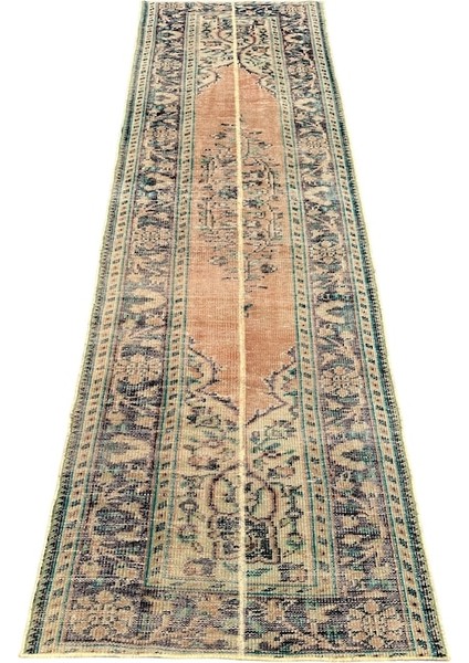 Patchwork Eskitme Halı 90X280 Turuncu %100 Yün Vintage Yolluk Turuncu