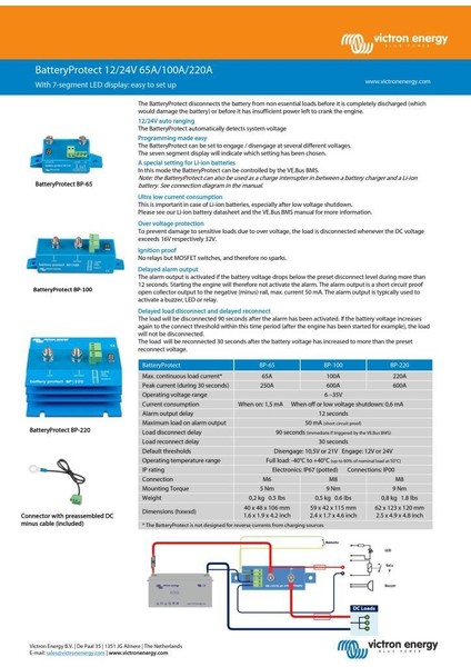 Victron Akü Koruyucu Batteryprotect 12V-24V 65A BPR000065400 modelleri