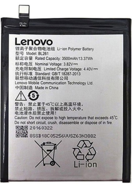 ESLIFETECH26AKSESUAR Lenovo K5 Note Uyumlu BL261 KODLU3500MAH Batarya fiyatları