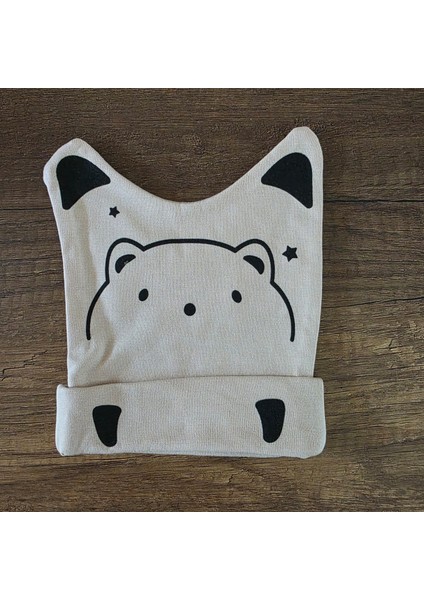 Yenidoğan Kız Erkek Bebek 1 Adet Ayıcık Figür Bandana Şapka Başlık Bere