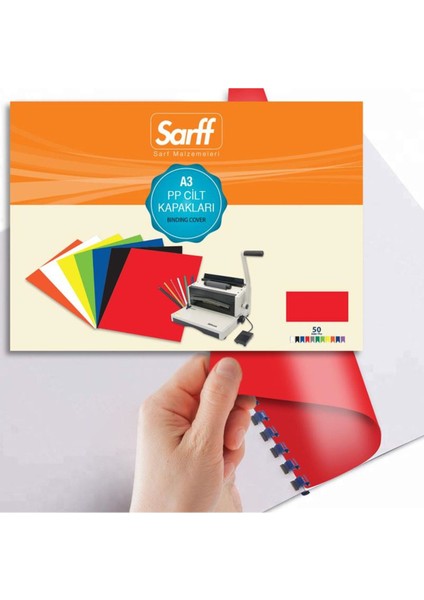 A3 Opak Kırmızı Pp Kapak 450 Mikron, 50'li Paket
