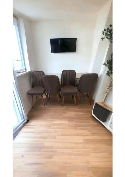 Mutfak Sandalyesi Yemek Odası Sandalyesi 4 Adet Koyu Kahve Ceviz Boyalı Ayaklı fiyatları