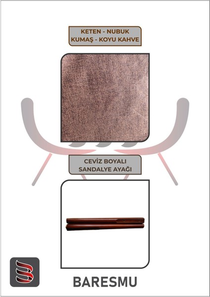 Mutfak Sandalyesi Yemek Odası Sandalyesi 4 Adet Koyu Kahve Ceviz Boyalı Ayaklı fırsatları