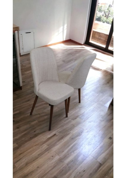 Mutfak Sandalyesi Yemek Odası Sandalyesi 2 Adet Açık Krem Ceviz Boyalı Ayaklı modelleri