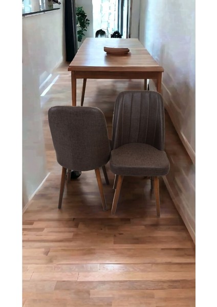 Mutfak Sandalyesi Yemek Odası Sandalyesi 2 Adet Koyu Kahve Ceviz Boyalı Ayaklı fiyatları