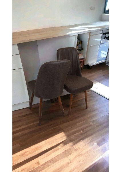 Mutfak Sandalyesi Yemek Odası Sandalyesi 2 Adet Koyu Kahve Ceviz Boyalı Ayaklı modelleri