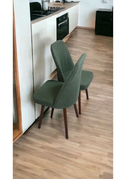 Mutfak Sandalyesi Yemek Odası Sandalyesi 2 Adet Yeşil Ceviz Boyalı Ayaklı modelleri