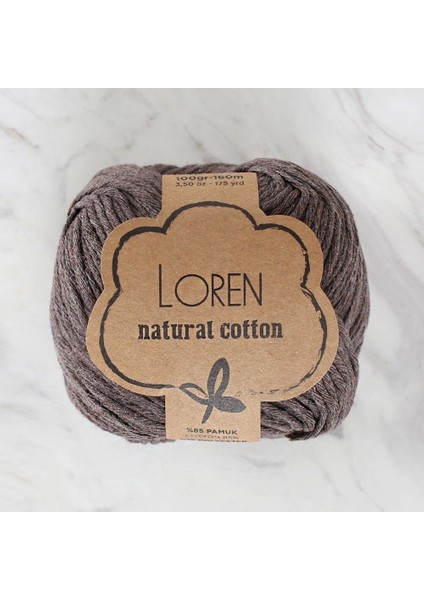 Natural Cotton Kahverengi El Örgü Ipi - R069
