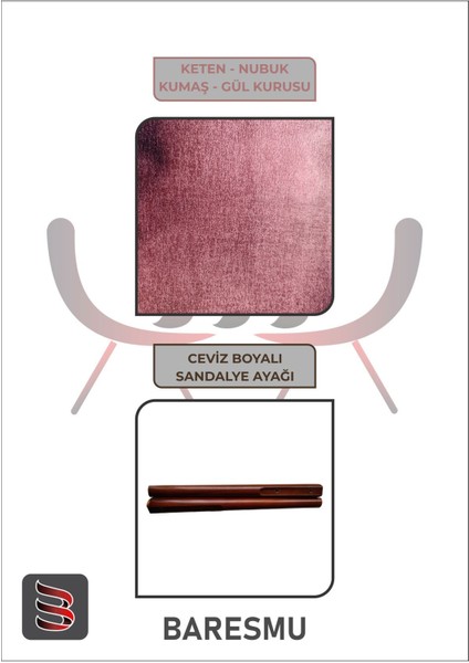 Mutfak Sandalyesi Yemek Odası Sandalyesi 6 Adet Gül Kurusu Ceviz Boyalı Ayaklı fiyatları