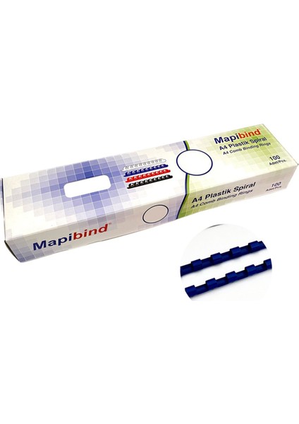6mm Plastik Spiral Lacivert 100'LÜ Paket, Dayanıklı ve Şık Ofis ve Okul Kullanımı Için