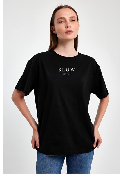 Kadın Baskılı Oversize T-Shirt