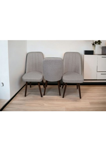 Mutfak Sandalyesi Yemek Odası Sandalyesi 3 Adet Açık Krem Pinoteks Ayaklı