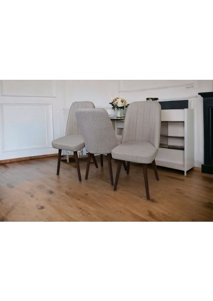 Mutfak Sandalyesi Yemek Odası Sandalyesi 3 Adet Açık Krem Pinoteks Ayaklı modelleri