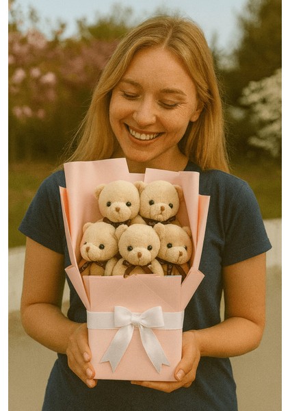 Peluş Ayıcık Buketi A.kahve – 5’li Sevimli Teddy Bear Aranjmanı | Hediyelik ve Dekoratif fiyatları