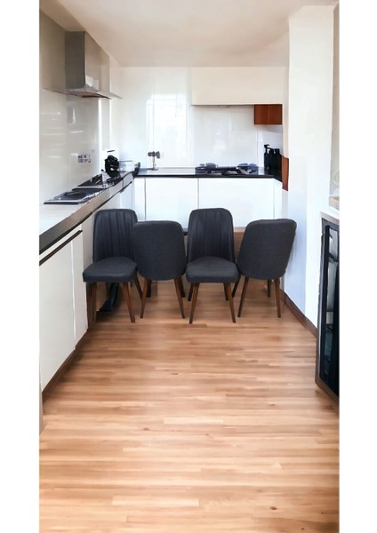 Mutfak Sandalyesi Yemek Odası Sandalyesi 4 Adet Antrasit Gri Ceviz Boyalı Ayaklı fiyatları