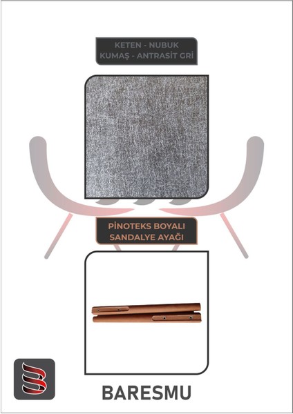 Mutfak Sandalyesi Yemek Odası Sandalyesi 1 Adet Antrasit Gri Pinoteks Ayaklı