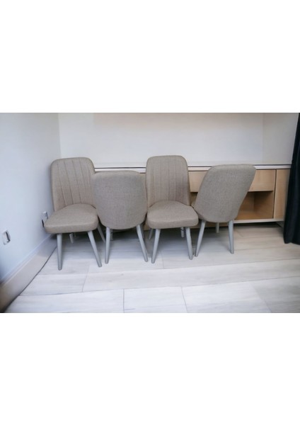 Mutfak Sandalyesi Yemek Odası Sandalyesi 4 Adet Açık Krem Beyaz Boyalı Ayaklı modelleri