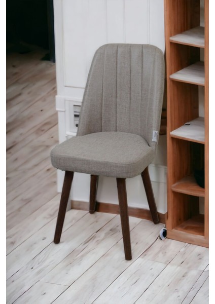 Mutfak Sandalyesi Yemek Odası Sandalyesi 6 Adet Koyu Krem Pinoteks Boyalı Ayaklı