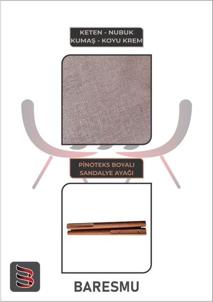 Mutfak Sandalyesi Yemek Odası Sandalyesi 6 Adet Koyu Krem Pinoteks Boyalı Ayaklı modelleri