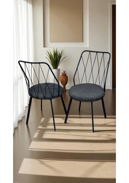 8 Adet Beyaz Yıldız Metal Tel Sandalye Mutfak Cafe Sandalyesi