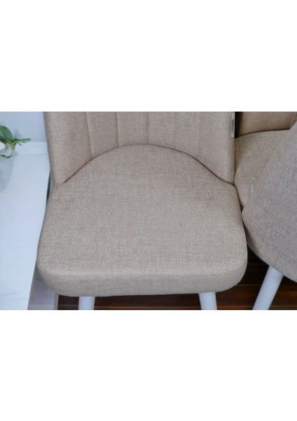 Mutfak Sandalyesi Yemek Odası Sandalyesi 4 Adet Açık Krem Beyaz Boyalı Ayaklı indirimleri