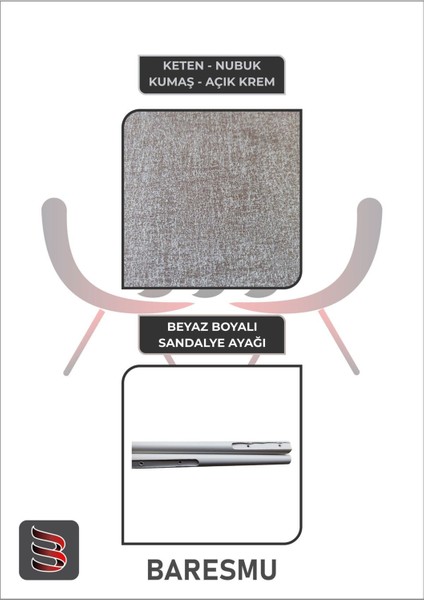 Mutfak Sandalyesi Yemek Odası Sandalyesi 4 Adet Açık Krem Beyaz Boyalı Ayaklı