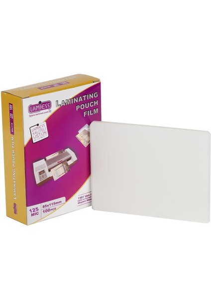 85X115 mm 125 Mik. Polyester Laminasyon Filmi, 300 Adet Paket