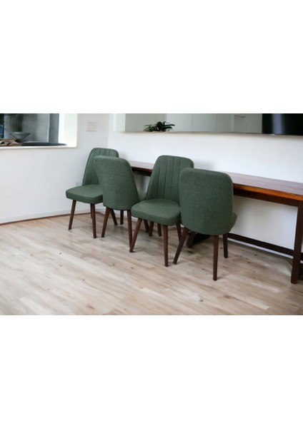 Mutfak Sandalyesi Yemek Odası Sandalyesi 4 Adet Yeşil Pinoteks Ayaklı