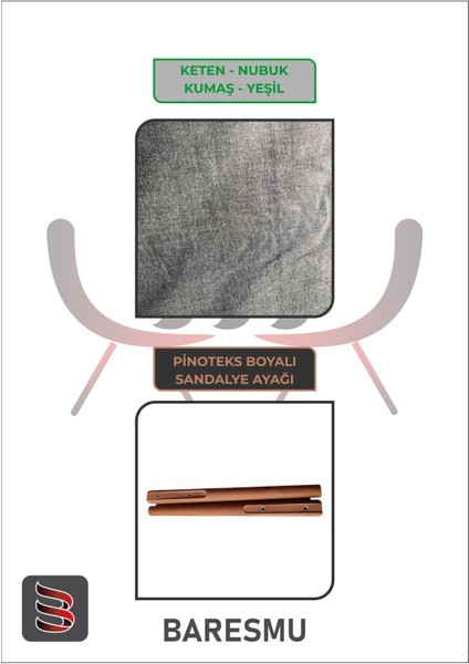 Mutfak Sandalyesi Yemek Odası Sandalyesi 4 Adet Yeşil Pinoteks Ayaklı fırsatları