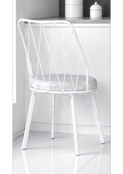 8 Adet Beyaz Yıldız Metal Tel Sandalye Mutfak Cafe Sandalyesi fiyatları
