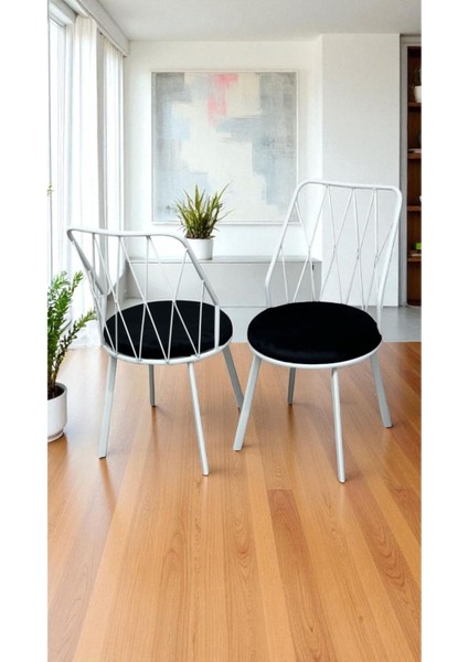 6 Adet Beyaz Yıldız Metal Tel Sandalye Mutfak Cafe Sandalyesi