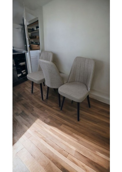 Mutfak Sandalyesi Yemek Odası Sandalyesi 3 Adet Koyu Krem Siyah Boyalı Ayaklı fiyatları