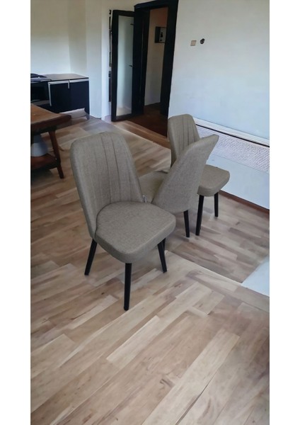 Mutfak Sandalyesi Yemek Odası Sandalyesi 3 Adet Koyu Krem Siyah Boyalı Ayaklı modelleri