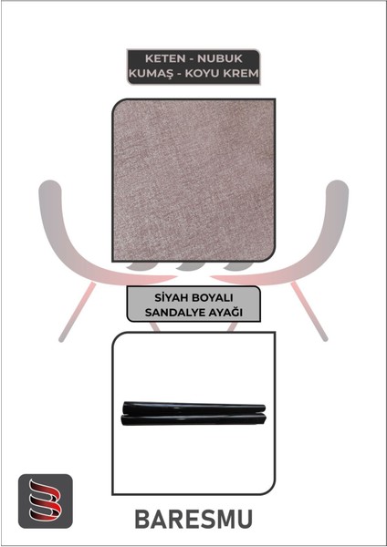 Mutfak Sandalyesi Yemek Odası Sandalyesi 3 Adet Koyu Krem Siyah Boyalı Ayaklı fırsatları