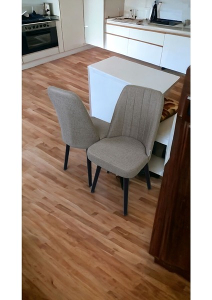 Mutfak Sandalyesi Yemek Odası Sandalyesi 2 Adet Koyu Krem Siyah Boyalı Ayaklı fiyatları