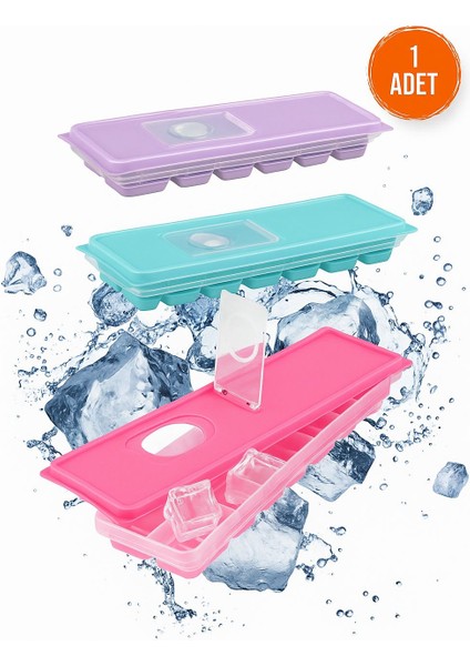 Silikon Tabanlı Buz Kalıbı – Kapağı ve Kolay Çıkarmalı Buz Yapma Kabı