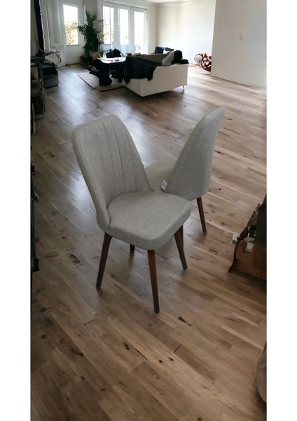 Mutfak Sandalyesi Yemek Odası Sandalyesi 2 Adet Koyu Krem Ceviz Boyalı Ayaklı