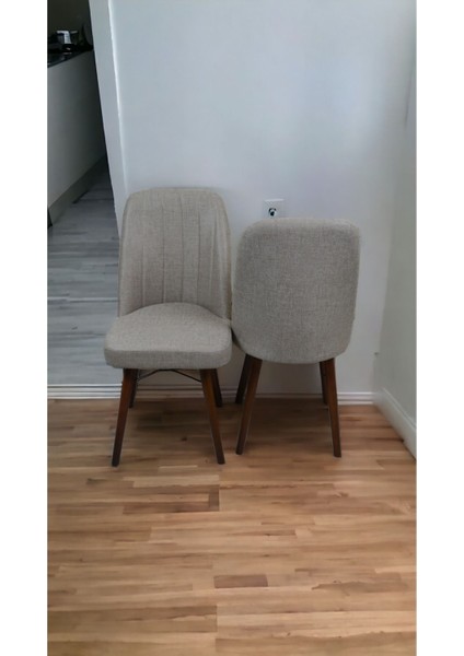 Mutfak Sandalyesi Yemek Odası Sandalyesi 2 Adet Koyu Krem Ceviz Boyalı Ayaklı fiyatları