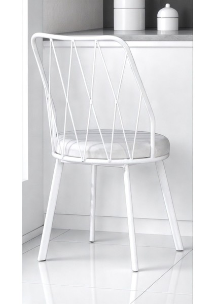 6 Adet Beyaz Yıldız Metal Tel Sandalye Mutfak Cafe Sandalyesi fiyatları