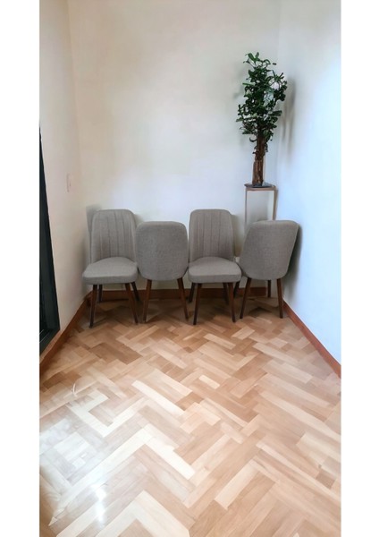 Mutfak Sandalyesi Yemek Odası Sandalyesi 4 Adet Koyu Krem Ceviz Boyalı Ayaklı fiyatları