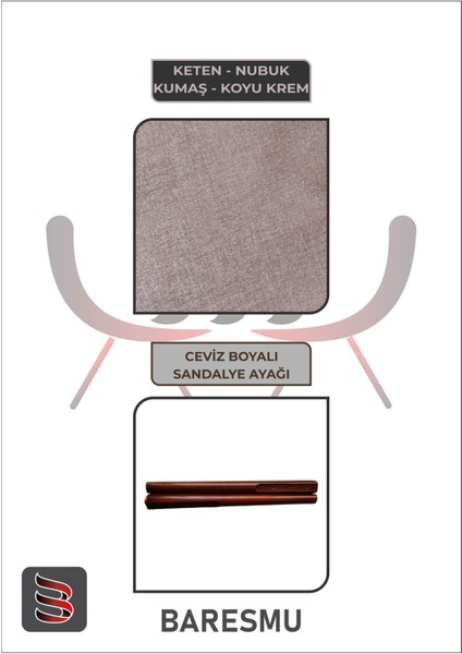 Mutfak Sandalyesi Yemek Odası Sandalyesi 4 Adet Koyu Krem Ceviz Boyalı Ayaklı fırsatları