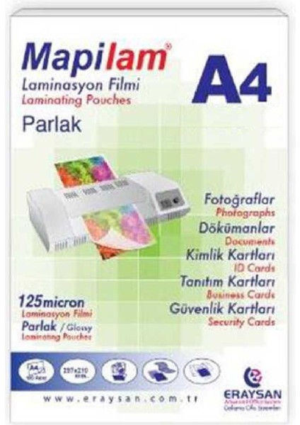 125 Mikron A4 Laminasyon Filmi Seti, 10 Adet, Yüksek Kalite ve Dayanıklı Koruma Sağlar fiyatları