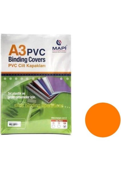 Turuncu Pvc A3 160 Mik Kapaklı Çılt Ürün Seti 100 Adet