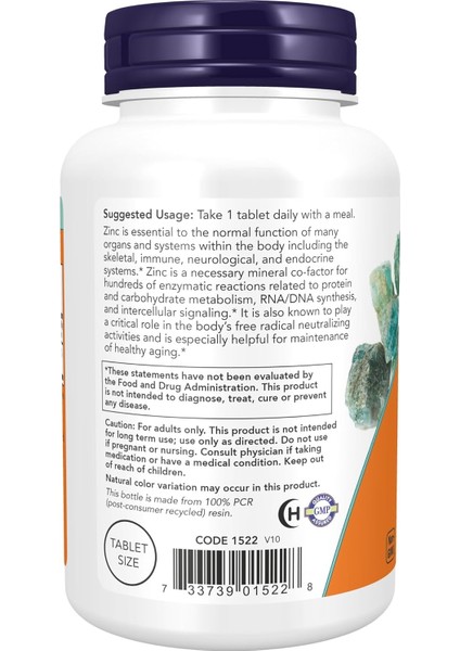 Zinc 50 Mg, 250 Tablets Organik Çinko Glukonat Zinc Gluconate Mineral Supports Enzyme Functions modelleri