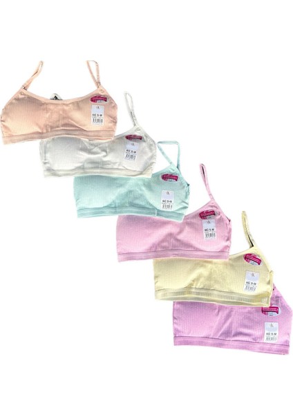 6'lı Kadın Petli Büstiyer Fitilli Kumaş Pastel Renkler Dondeza