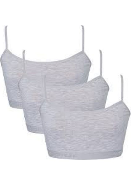 Kadın Gri Renk Ip Askı Yarım Atlet Büstiyer 3'lü