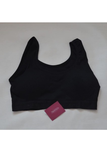 Kadın Siyah Kalın Askılı Pedli Alıştırma Sütyeni Bustiyer 3 Lü