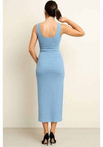 Turkuaz Yırtmaçlı Elbise indirimleri