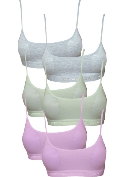 Pedli Ip Askılı Gri Krem ve Pembe Büstiyer 6 Adet